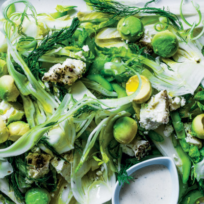 Avocado, chicory and fennel slaw with mint and feta