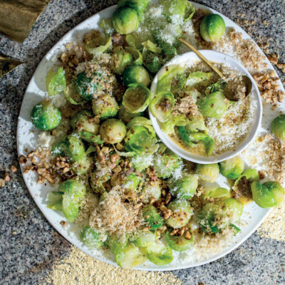 Brussels sprouts, anchovy and Parmesan salad