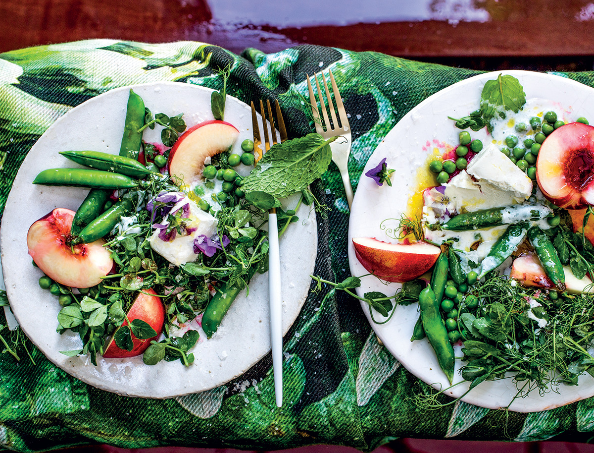 Summer white peach salad with smoky buttermilk dressing | Woolworths TASTE