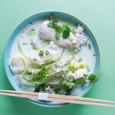 Fragrant poached hake