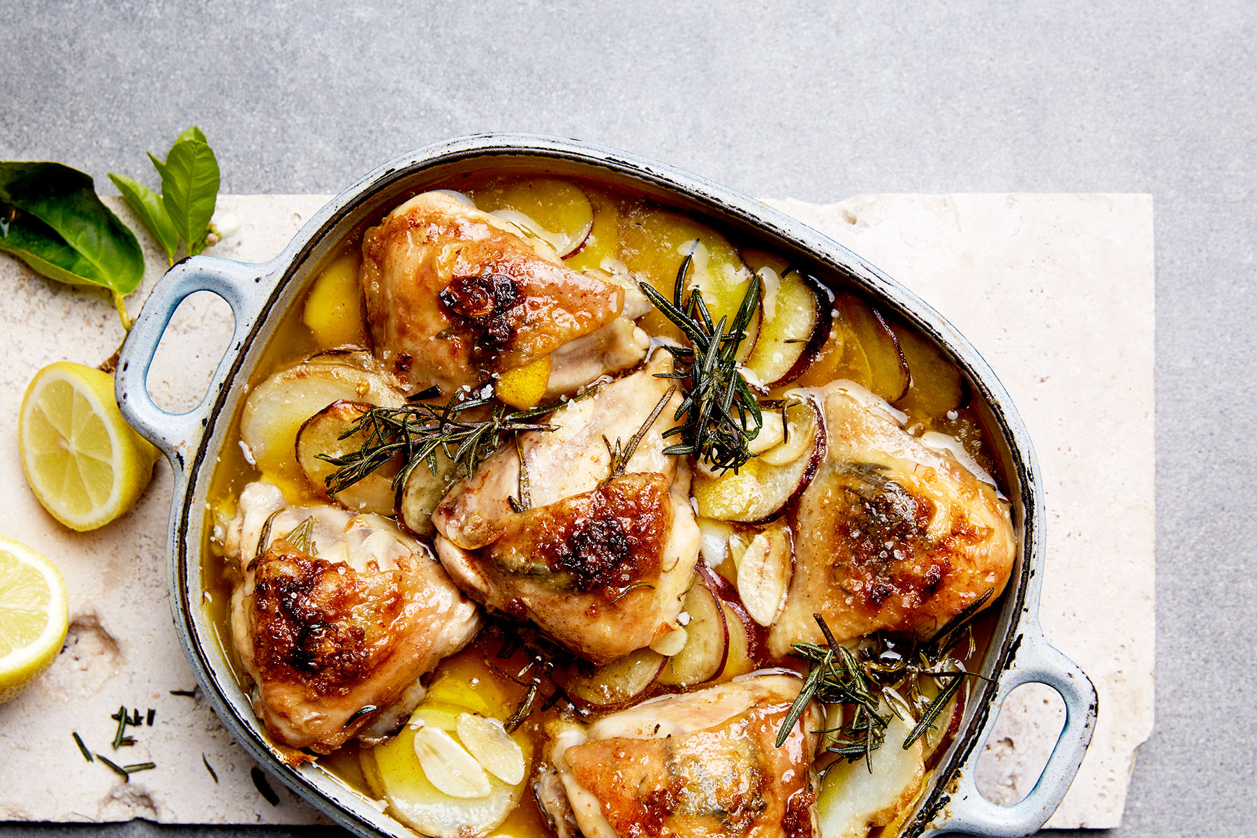 Lemony garlic chicken & potato bake recipe | WW TASTE