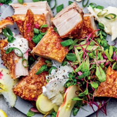 Crunchy pork belly-and-apple salad with ranch dressing