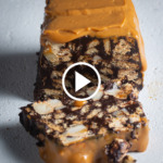 chocolate fridge cake with peanut butter and caramel