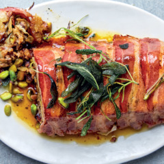 Pistachio-and-duck stuffing bacon-wrapped terrine