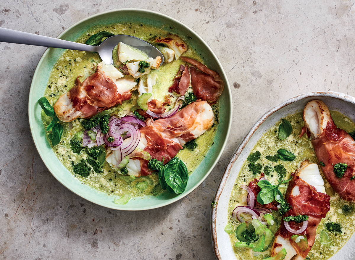 Prosciutto-wrapped-fish-with-creamy-basil-pesto | Woolworths TASTE
