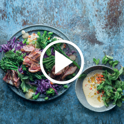 Watch: Carb-conscious steak salad with peanut butter dressing