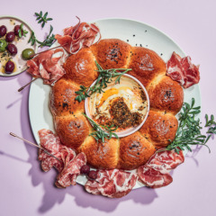 Wreath bread with charcuterie