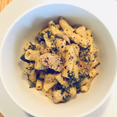 Chicken, Mushroom and Spinach Penne Pasta