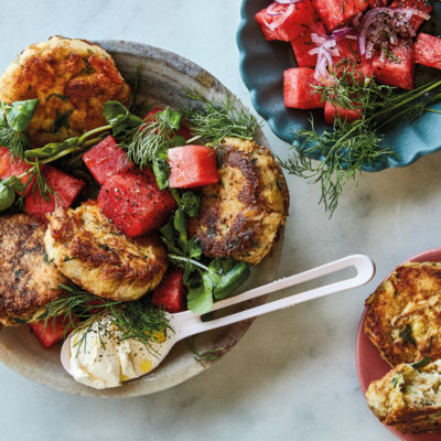 Fish cakes with watermelon salsa