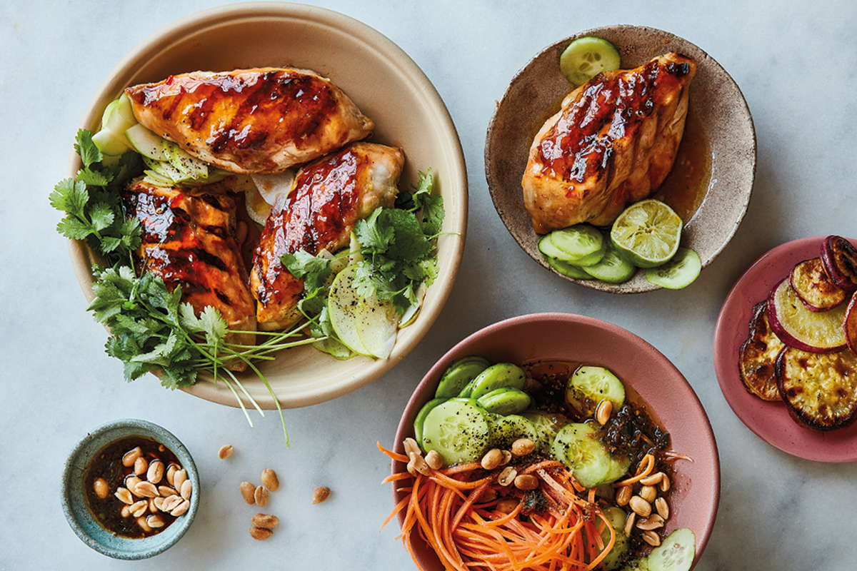 Grilled sweet chilli chicken &amp; peanut salad recipe | TASTE