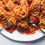 Spaghetti with pork sausage