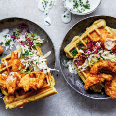 Ultimate chicken and amasi slaw waffles