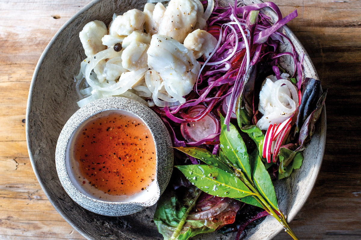 Pickled fish with red cabbageandbeetroot slaw Woolworths TASTE