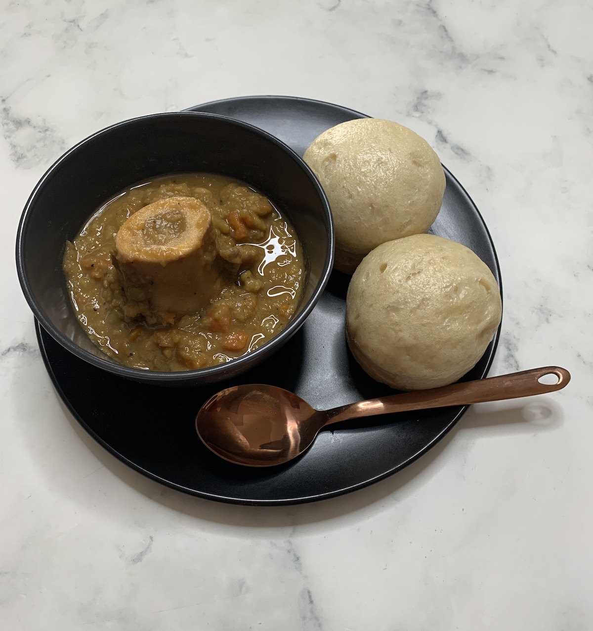 bone marrow soup with mini dombolo