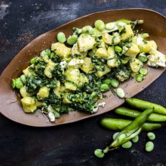 Creamy spinach-and-broad bean gnocchi
