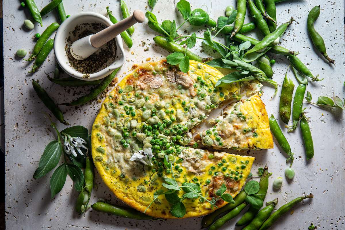 Peaandbroad bean quiche with sweet potato crust Woolworths TASTE