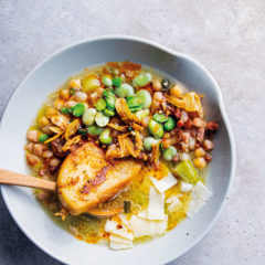 Broad bean-and-pancetta soup