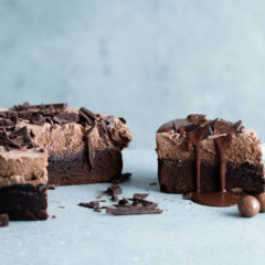 Chocolate mousse brownie cake