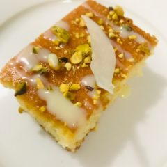 Cotton Coconut Tea Cake with Rose and Pistachio