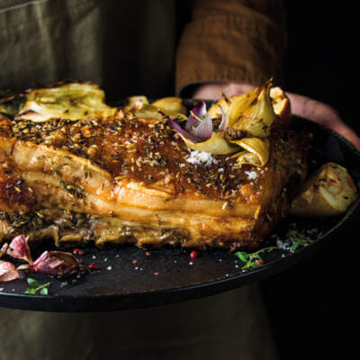 Pork belly with apple and fennel