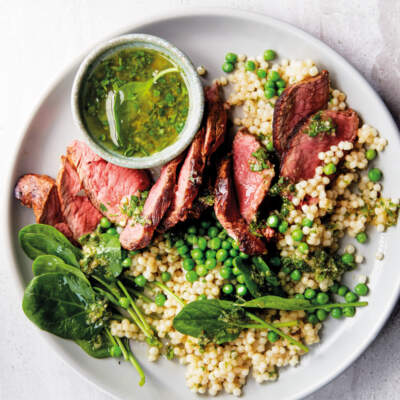 Seared rump with pearl couscous
