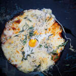 Four-cheese,-egg-and-herb-pizza