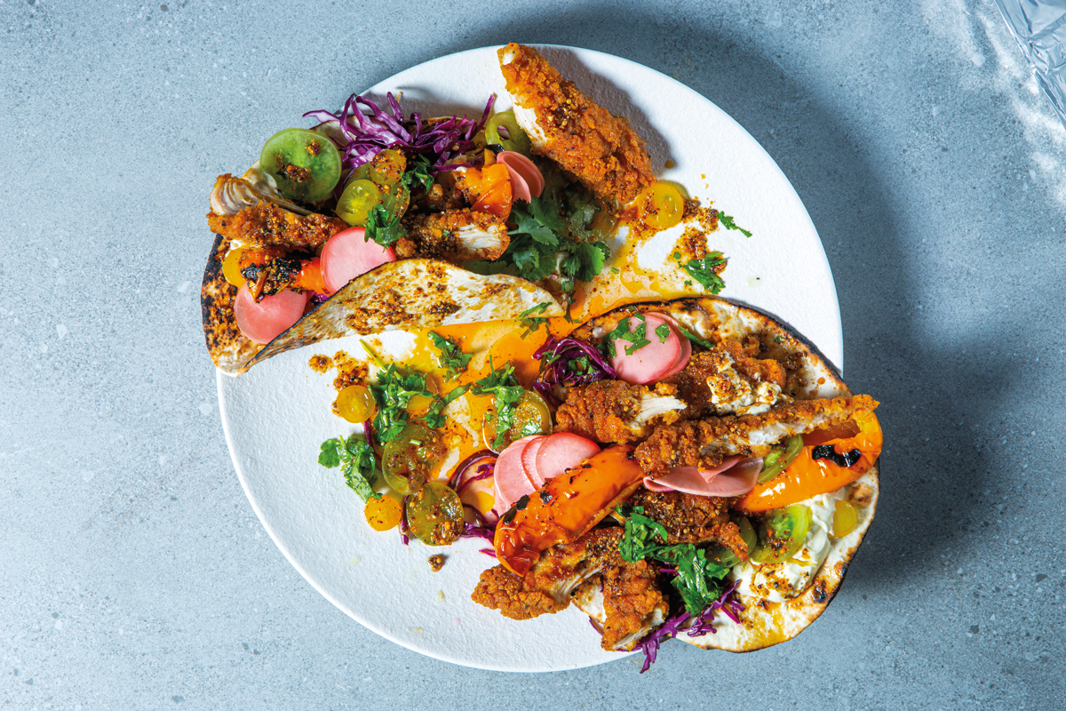 Southern-Fried Crumbed Chicken Fajitas recipe | TASTE