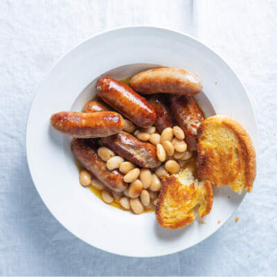 Sausages and soupy beans
