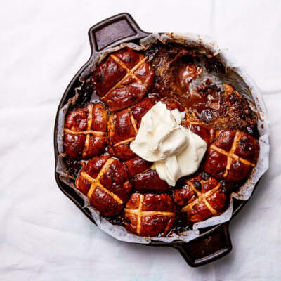 Chocolate hot cross bun bake