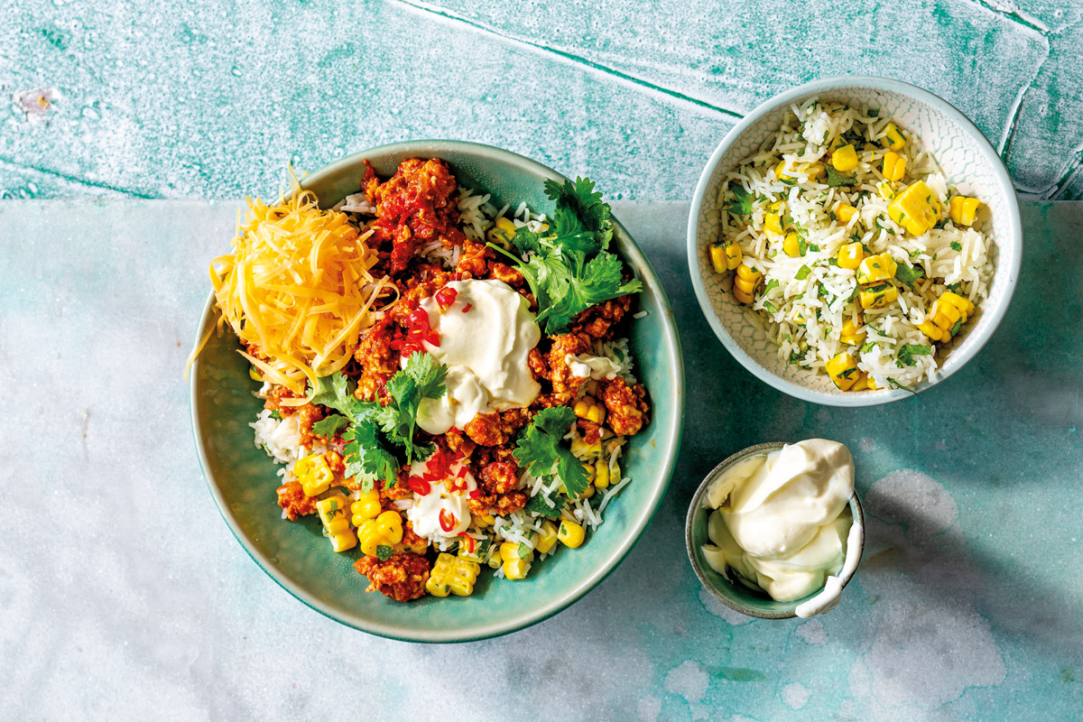 Tex-Mex-spiced-turkey-mince-with-corn-and-coriander-rice