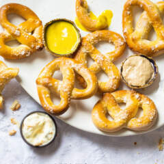 Dipped baked pretzels