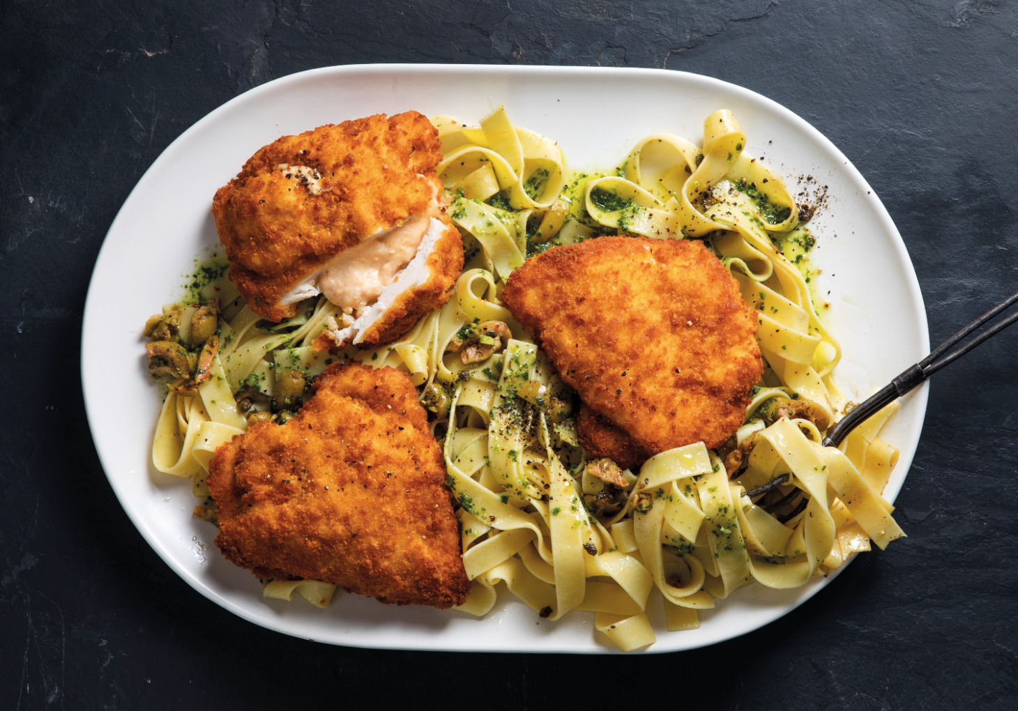 Make these tasty, crumbed chicken melts with pasta, tonight