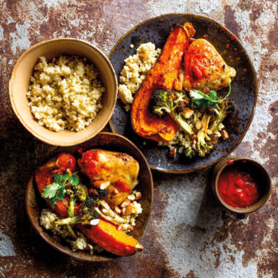 Roast chicken with millet couscous