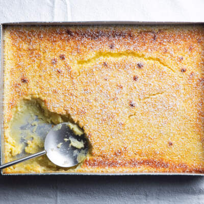 Self-saucing lemon pudding: the comforting celebratory accompaniment to curing hiccups