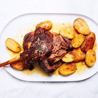 Slow-cooked leg of lamb