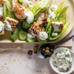 Pickle-brined chicken on the braai with ranch dressing