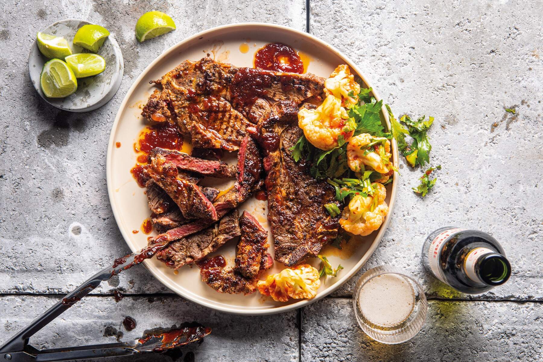 Shisanyama-style chuck with harissa cauliflower salad