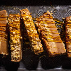 Almond-butter fudge with a shortbread crust