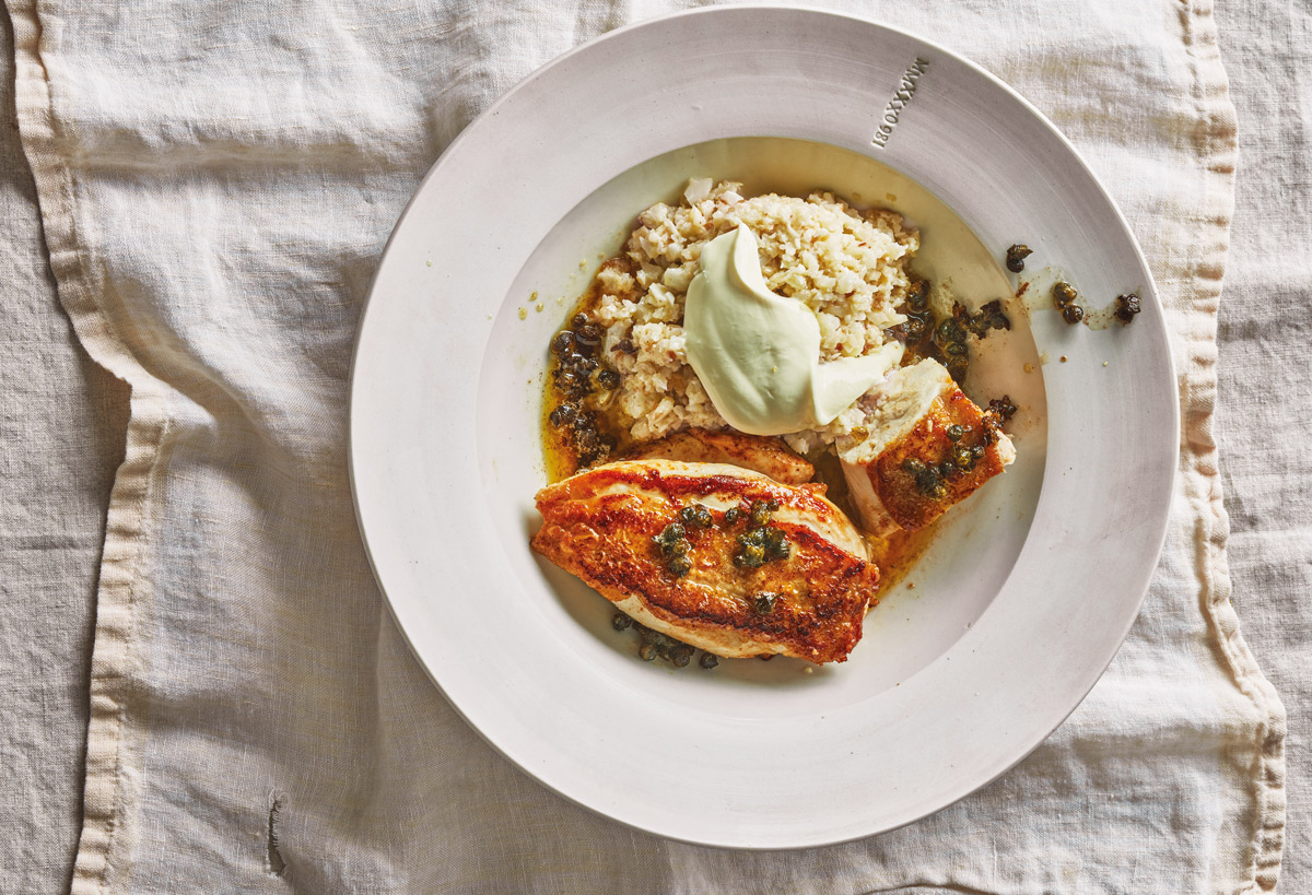 Chicken breasts with cauliflower couscous