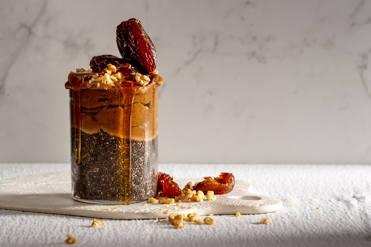 Salted caramel chia seed pudding