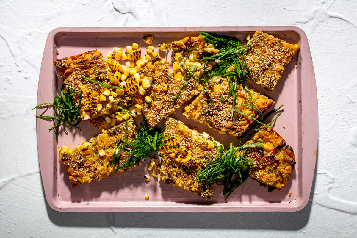 Sweetcorn, spinach and feta lagan Woolworths TASTE