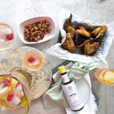 Bitters-laced sticky wings