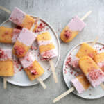 easy melon and strawberry yoghurt lollies