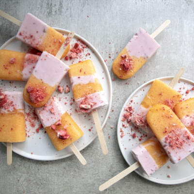 Easy melon-and-strawberry yoghurt lollies