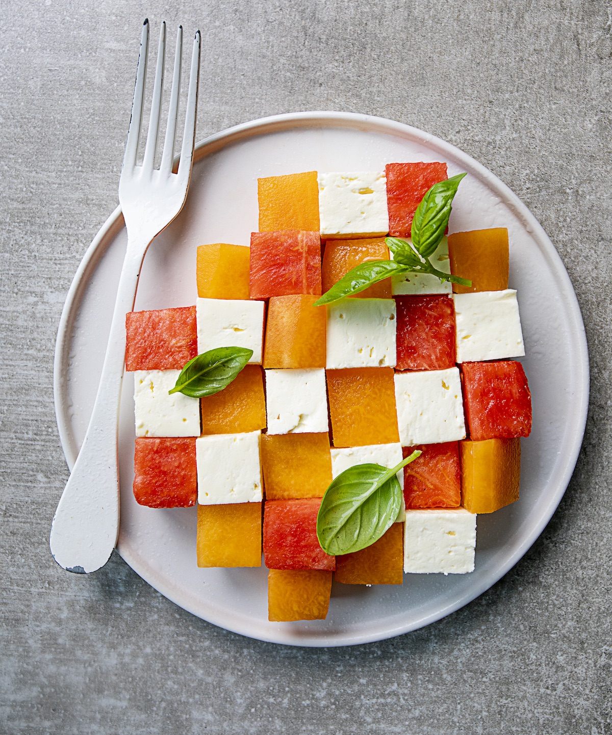 melon and watermelon chess salad