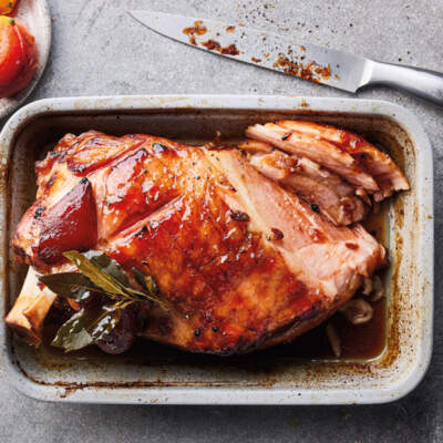 Gammon with Champagne-and-peach glaze