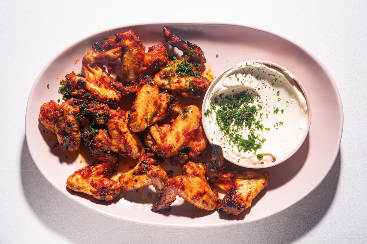 Sticky red pepper chicken wings with sour cream sauce Woolworths TASTE