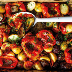 Roast vegetables with chorizo