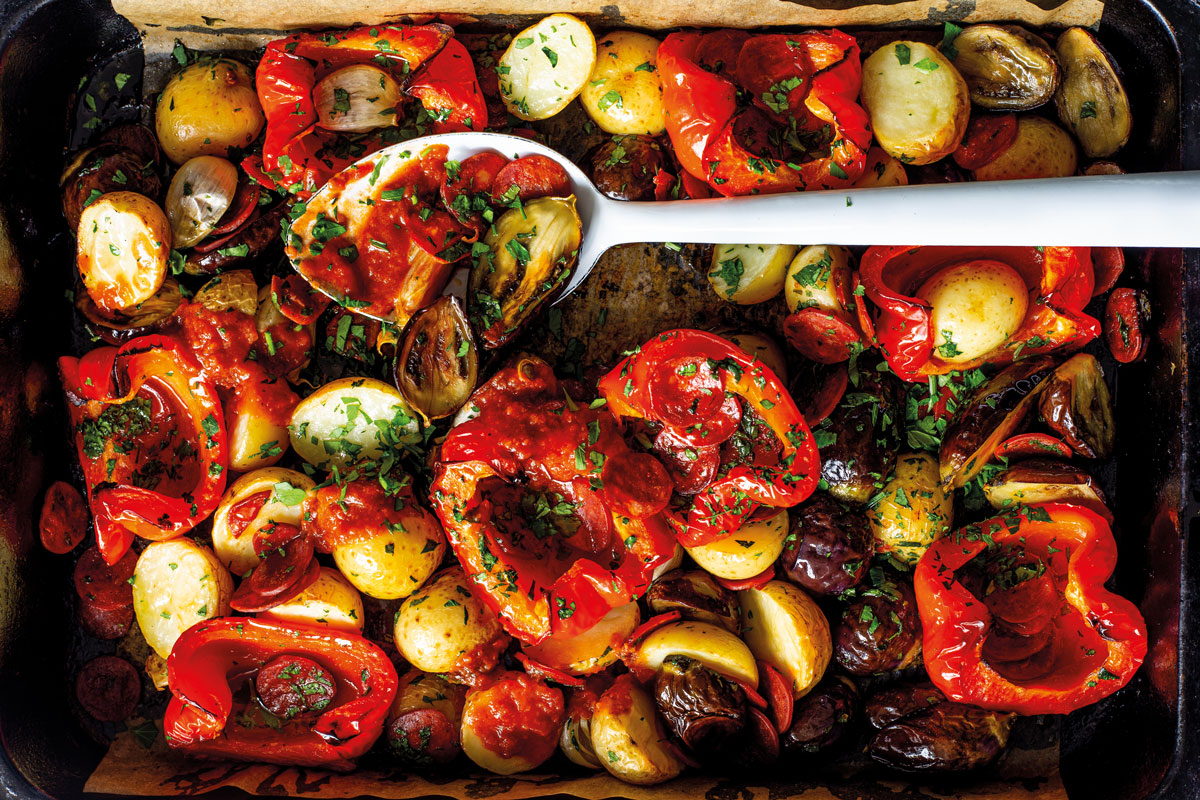 Roast vegetables with chorizo Woolworths TASTE