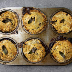Venison biltong-crusted beef pies